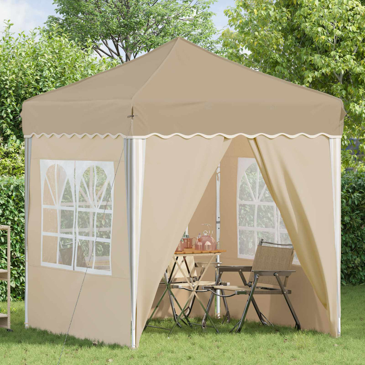 Pop-up Festtelt 195 x 195 x 245 cm Cremefarvet Oxford stof