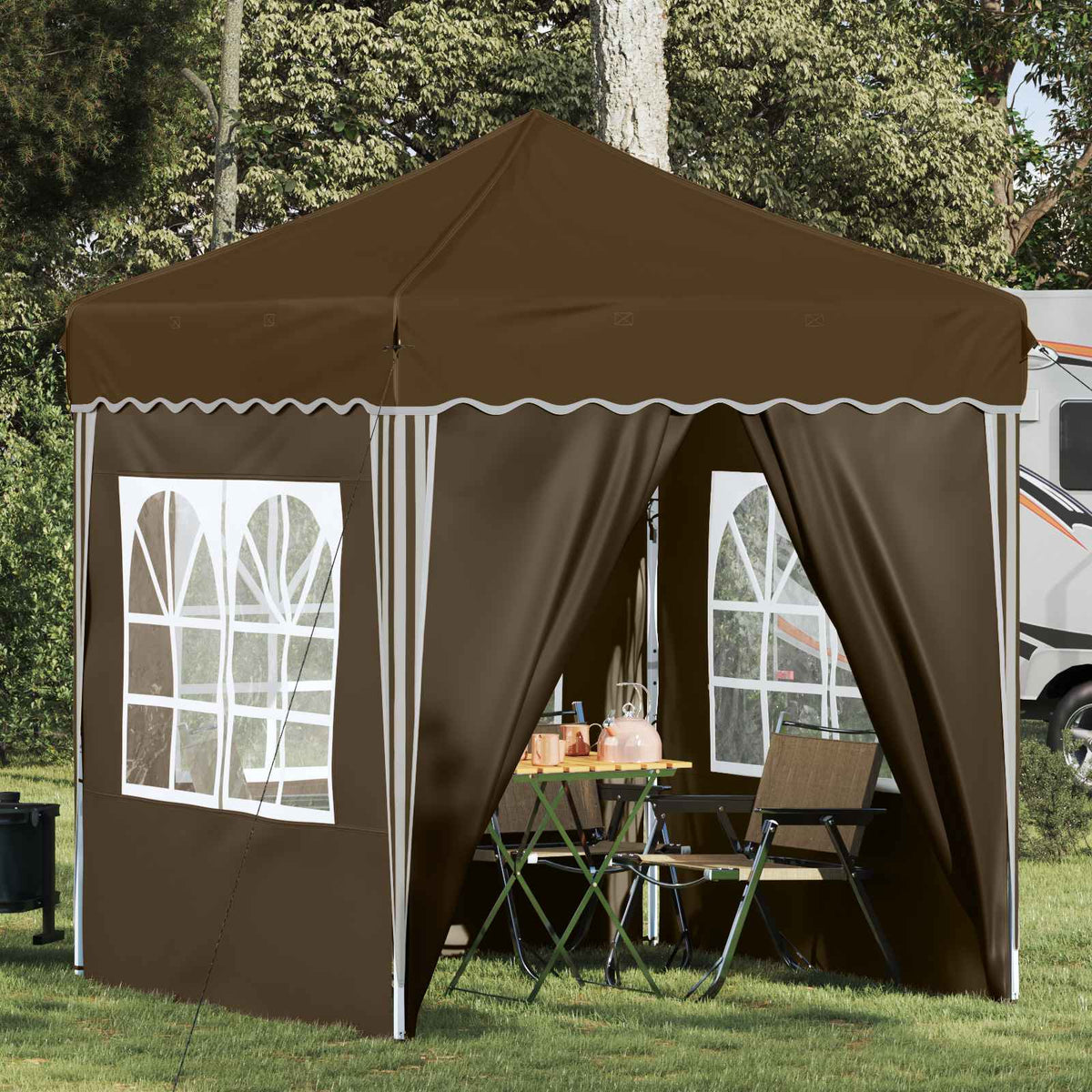 Pop-up Festtelt 195 x 195 x 245 cm Gråbrun Oxford stof