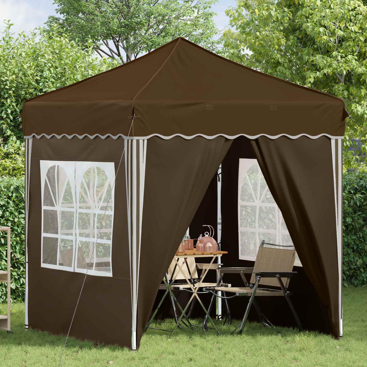 Pop-up Festtelt 195 x 195 x 245 cm Gråbrun Oxford stof