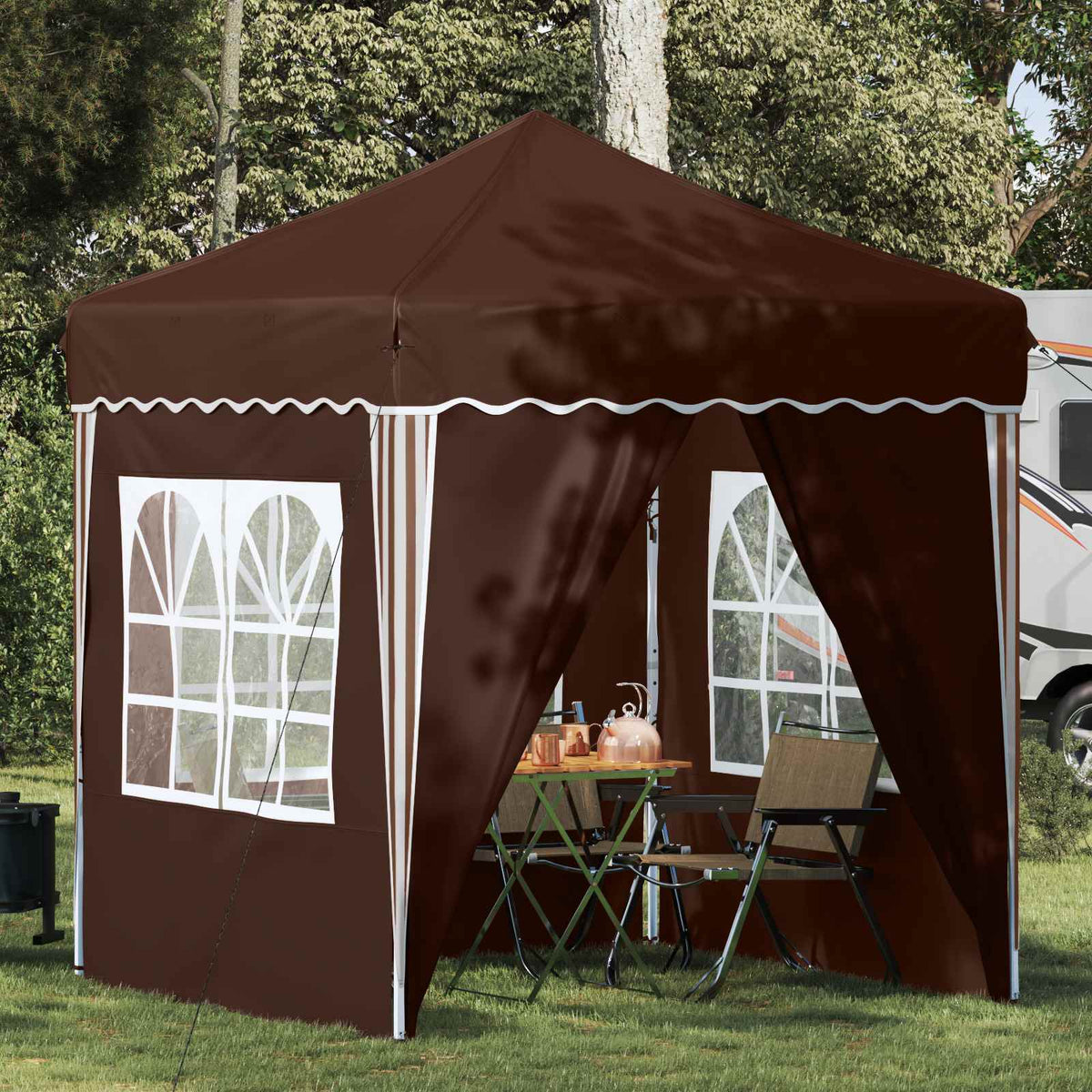 Pop-up Festtelt 195 x 195 x 245 cm Brun Oxford stof