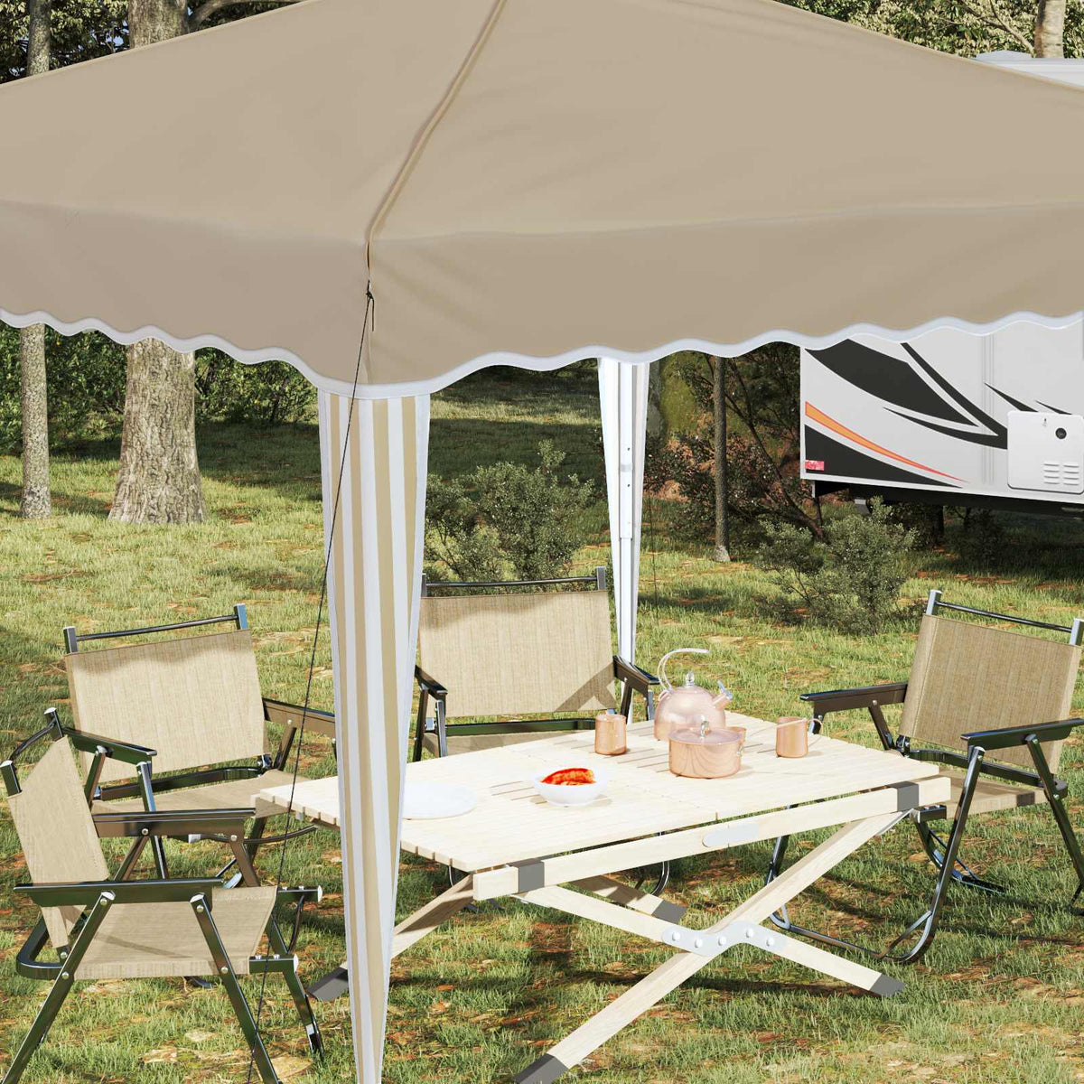Pop-up Festtelt 288 x 288 x 245 cm Cremefarvet Oxford stof