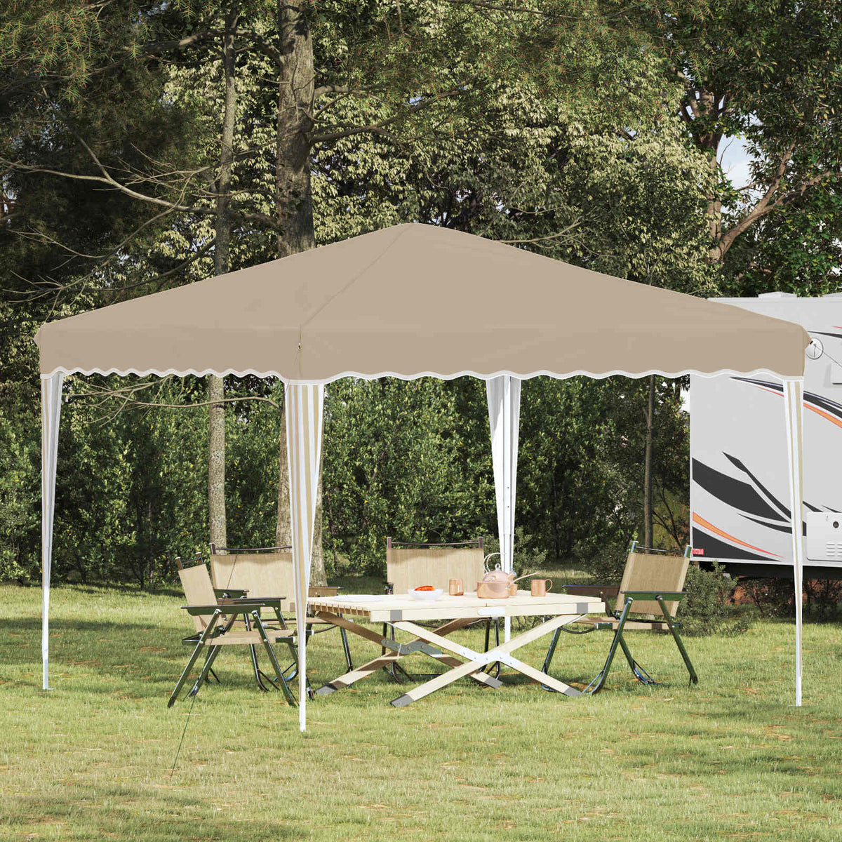 Pop-up Festtelt 288 x 288 x 245 cm Cremefarvet Oxford stof