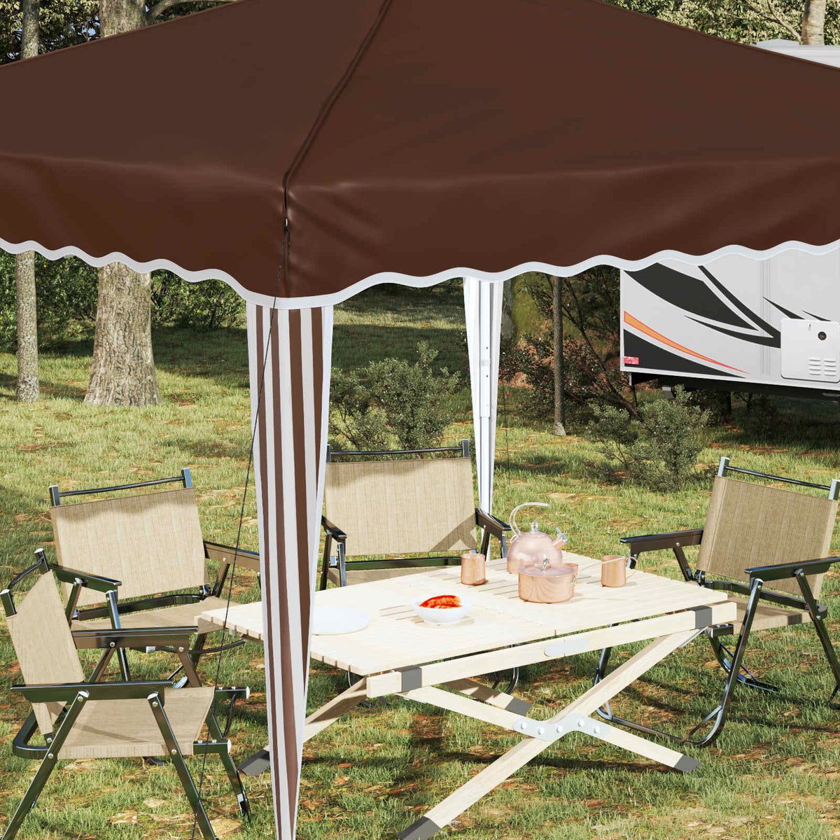 Pop-up Festtelt 288 x 288 x 245 cm Brun Oxford stof