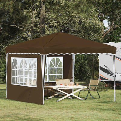Pop-up Festtelt 288 x 288 x 245 cm Gråbrun Oxford stof