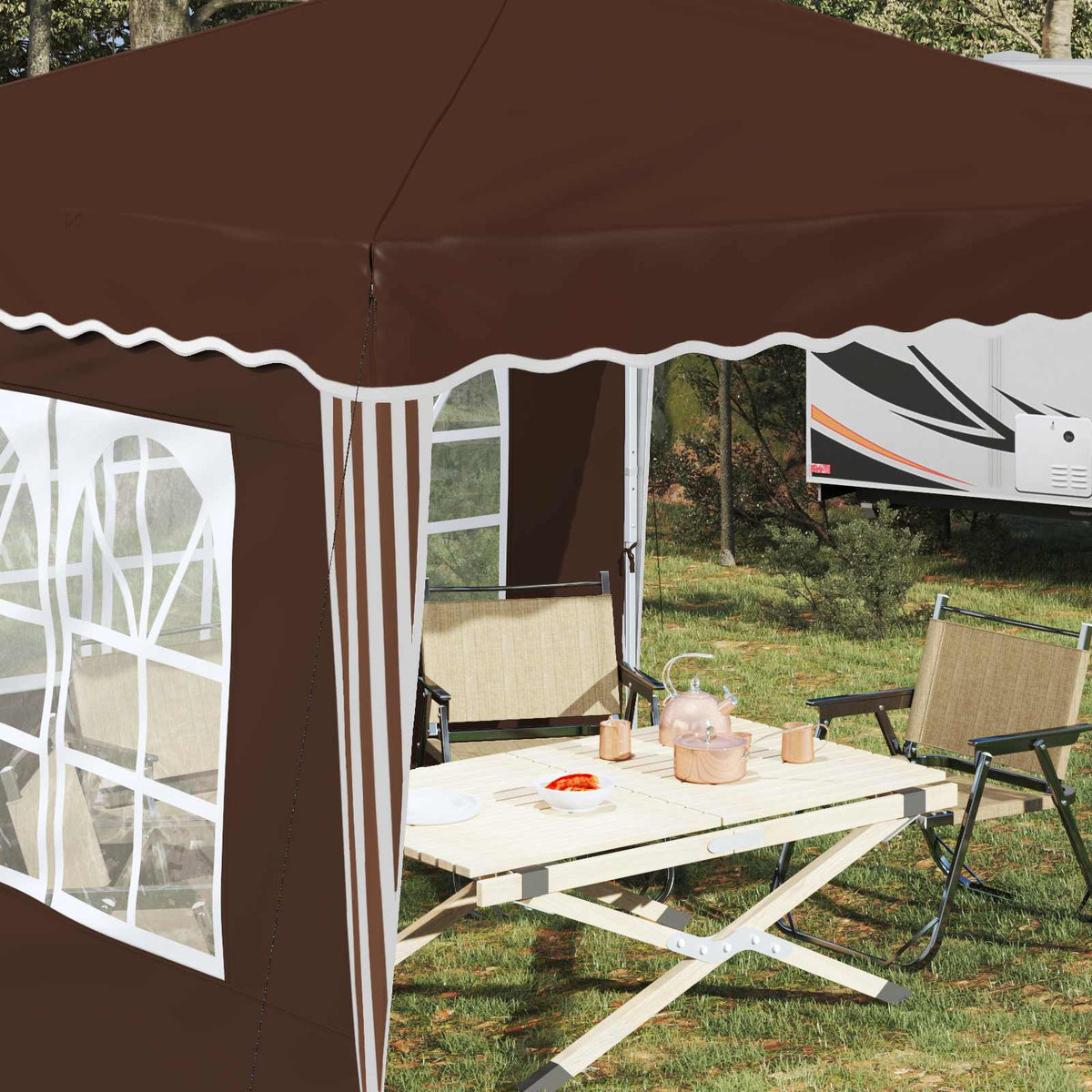 Pop-up Festtelt 288 x 288 x 245 cm Brun Oxford stof