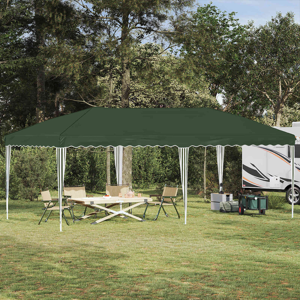 Pop-up Festtelt 575 x 290 x 245 cm Grøn