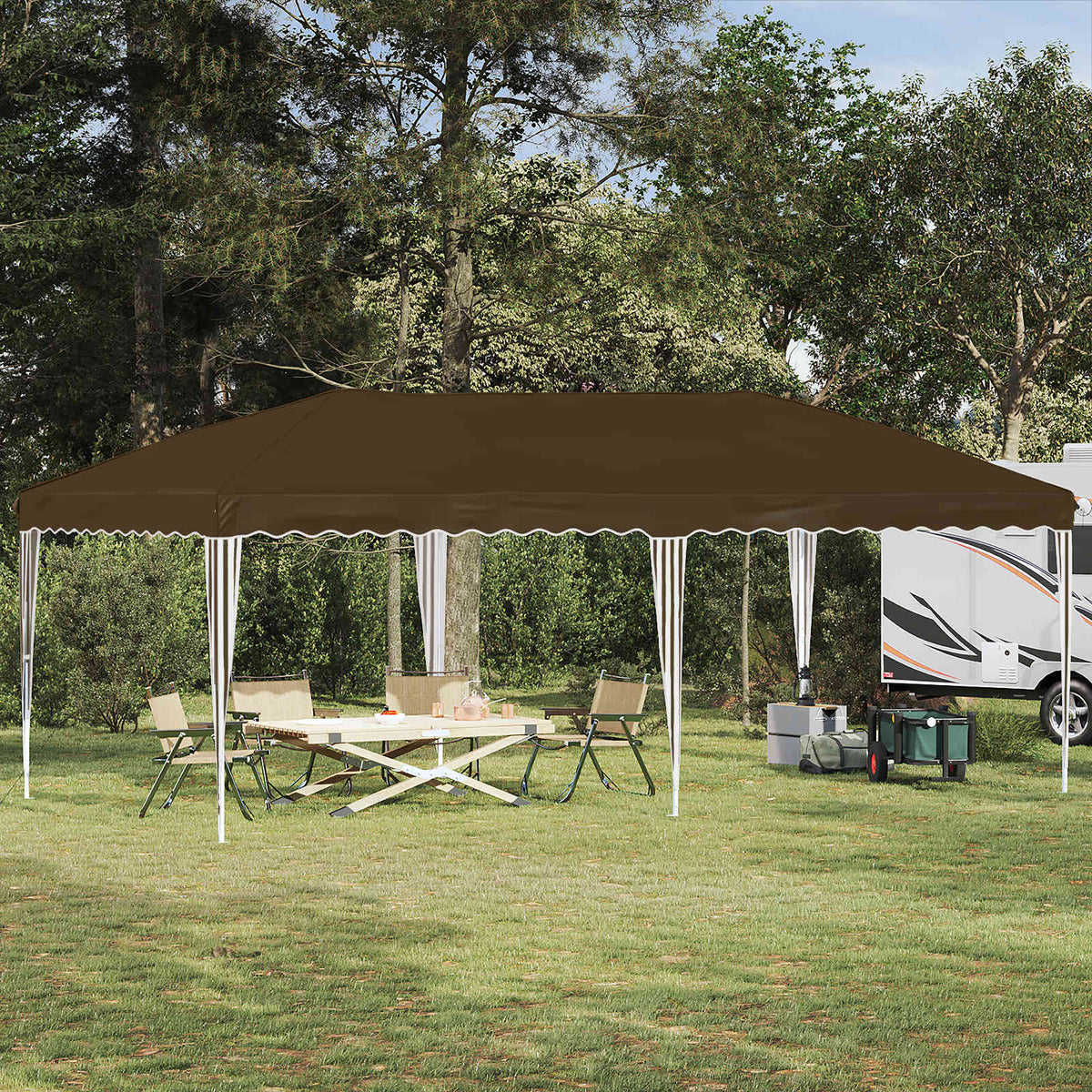 Pop-up Festtelt 575 x 290 x 245 cm Gråbrun
