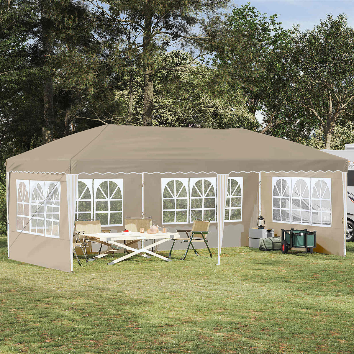Pop-up Festtelt 575 x 289 x 245 cm Cremefarvet
