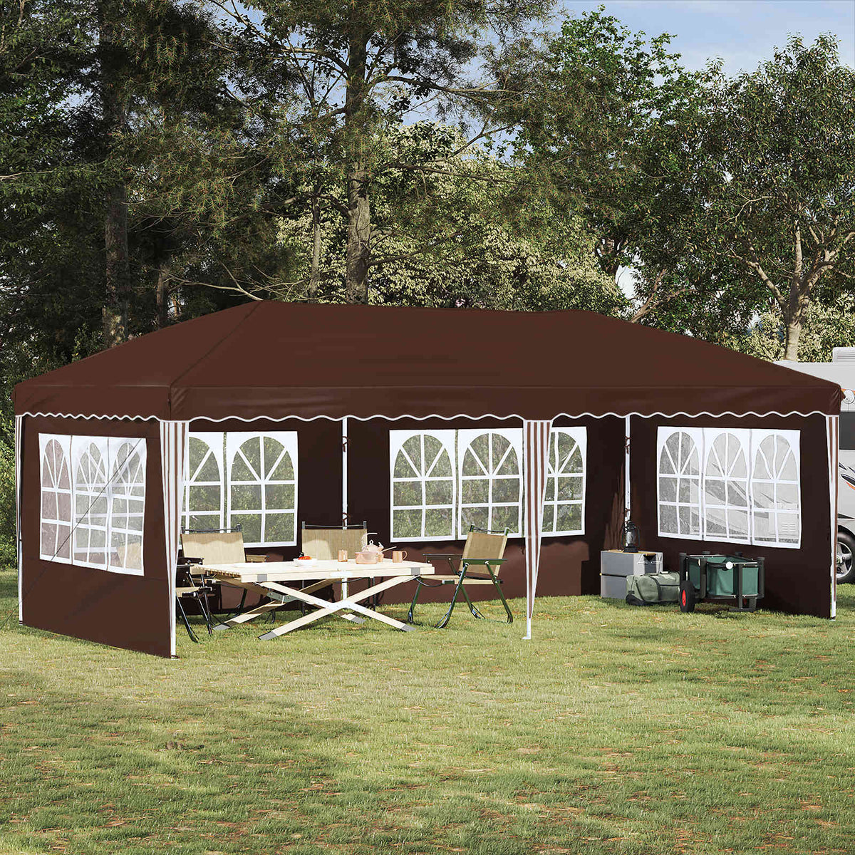 Pop-up Festtelt 575 x 289 x 245 cm Brun