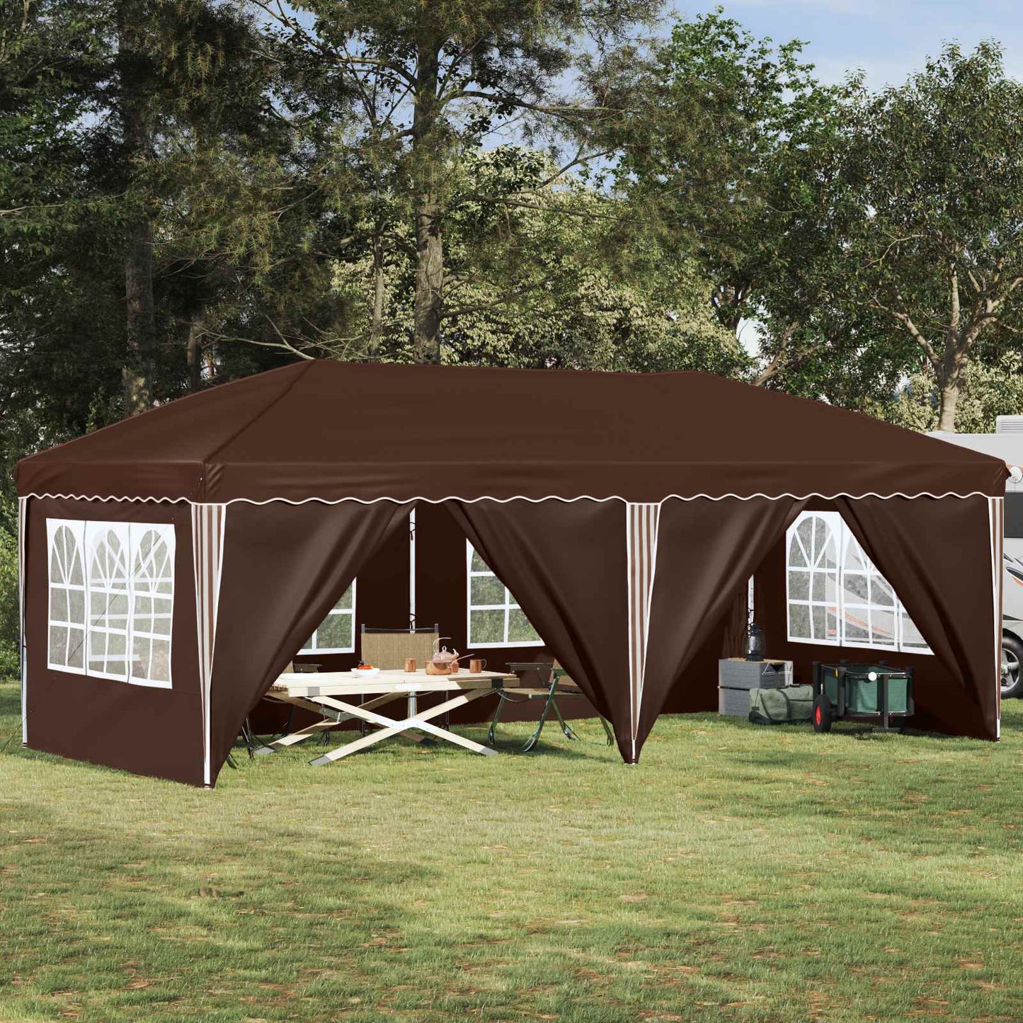 Pop-up Festtelt 575 x 288 x 245 cm Brun