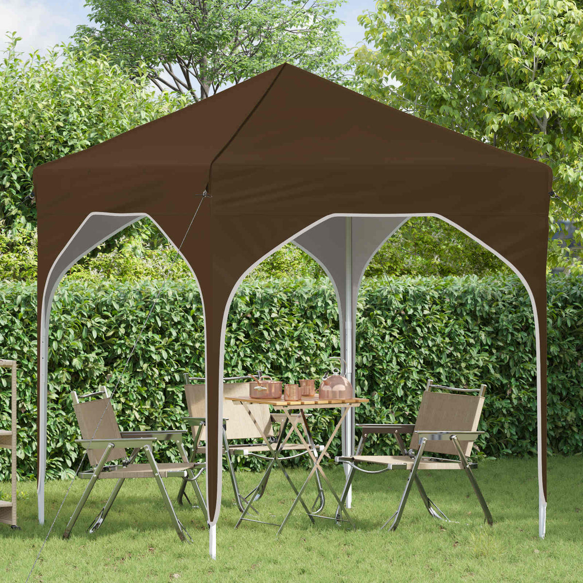 Pop-up Festtelt 194 x 194 x 245 cm Gråbrun
