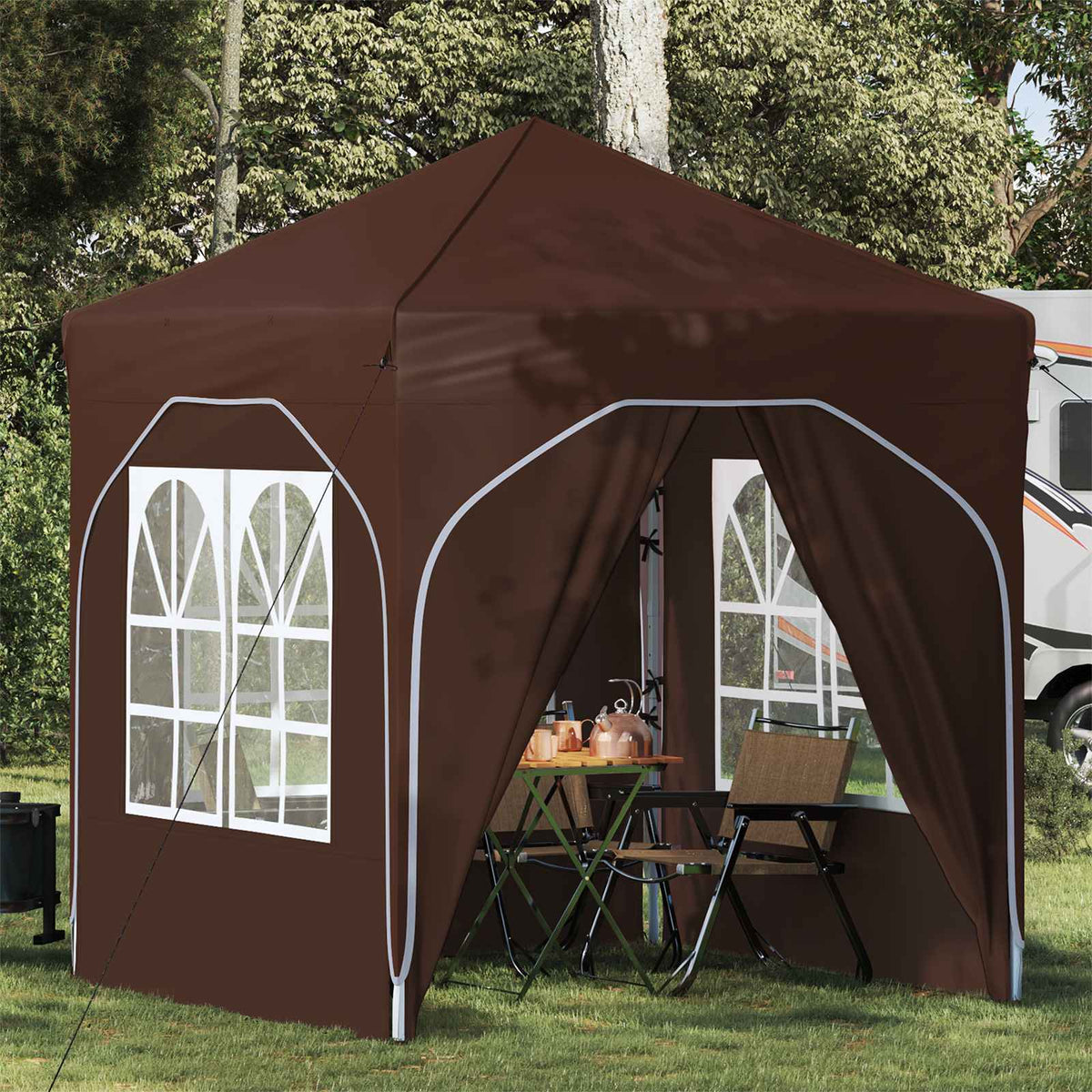 Pop-up Festtelt 192 x 192 x 245 cm Brun