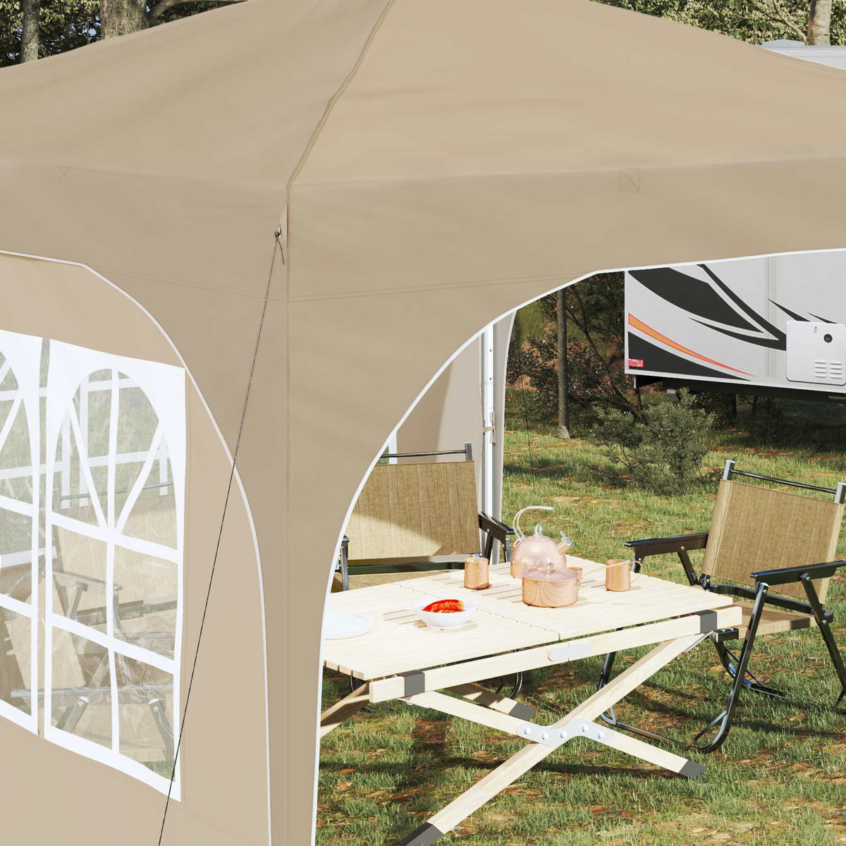 Pop-up Festtelt 290 x 290 x 245 cm Cremefarvet