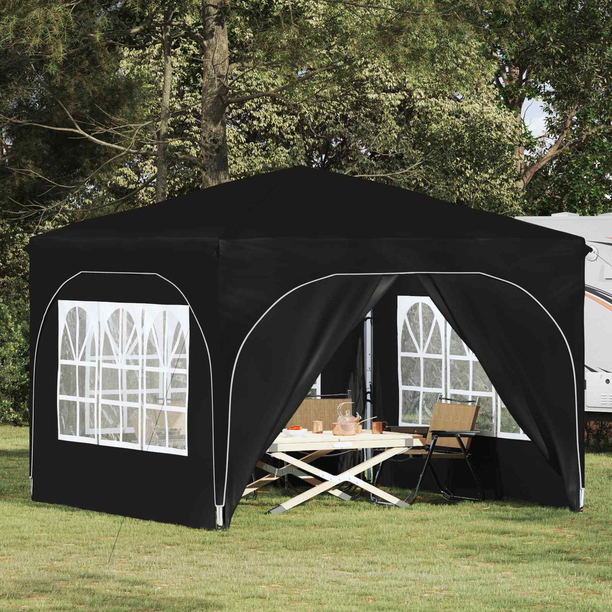 Pop-up Festtelt 290 x 290 x 245 cm Sort
