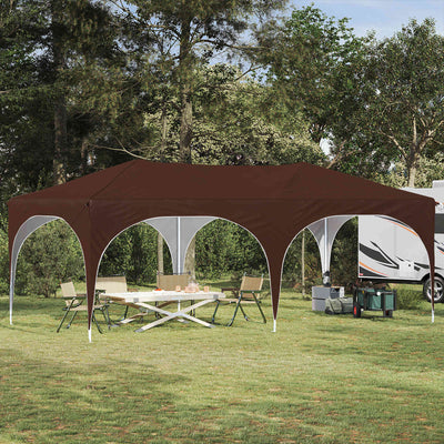 Pop-up Festtelt 575 x 288 x 245 cm Brun Oxford stof