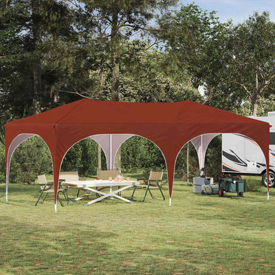 Pop-up Festtelt 575 x 288 x 245 cm Terrakotta Oxford stof