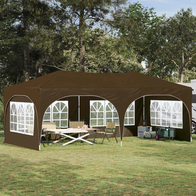 Pop-up Festtelt 575 x 288 x 245 cm Gråbrun Oxford stof