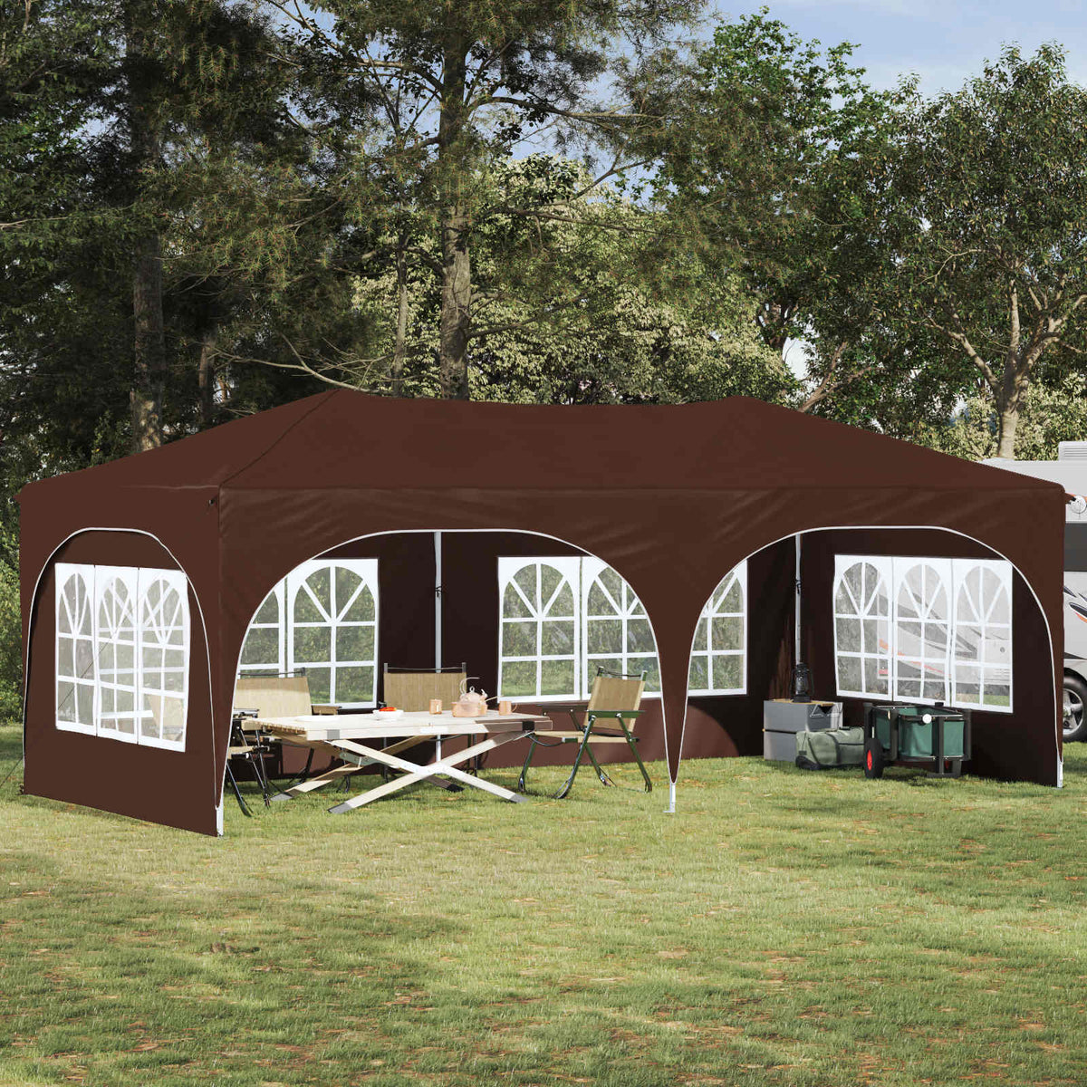 Pop-up Festtelt 575 x 288 x 245 cm Brun Oxford stof