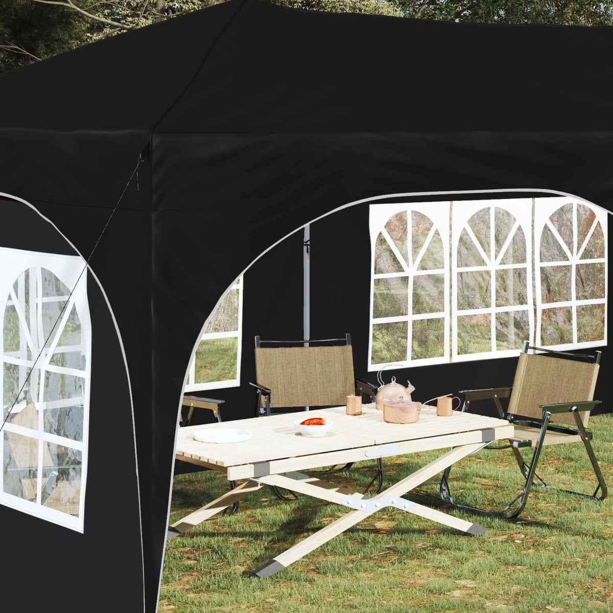 Pop-up Festtelt 575 x 288 x 245 cm Sort Oxford stof