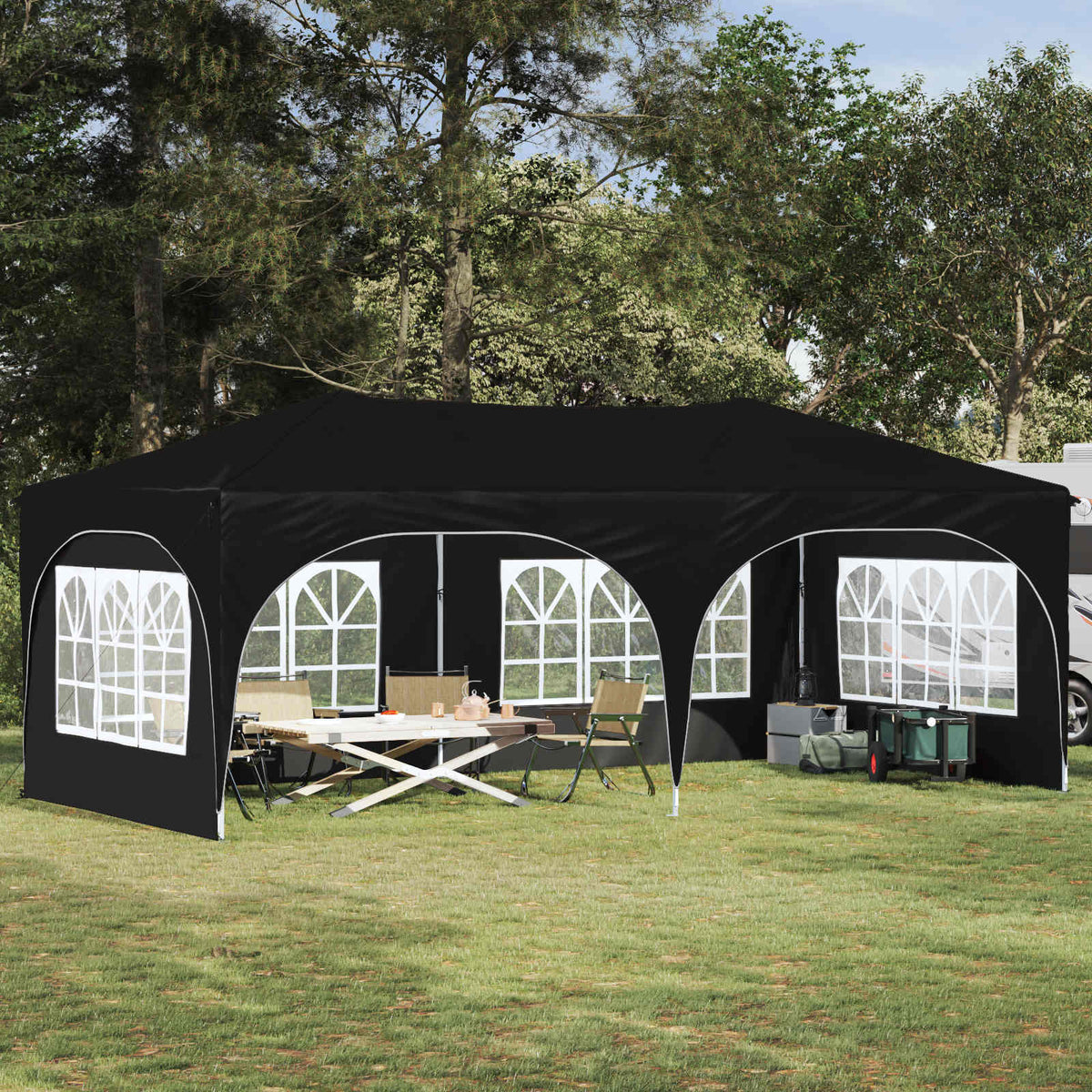 Pop-up Festtelt 575 x 288 x 245 cm Sort Oxford stof
