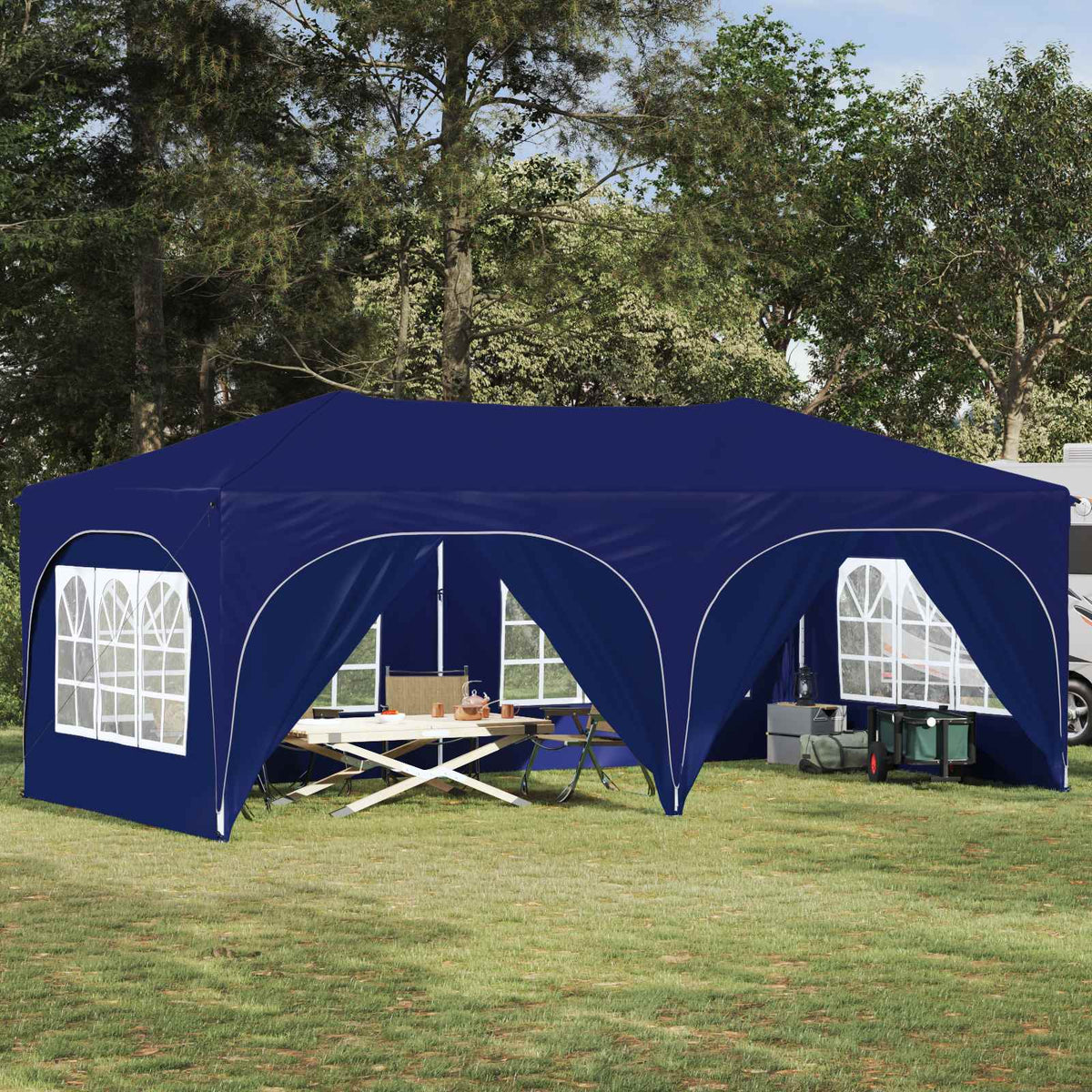 Pop-up Festtelt 575 x 288 x 245 cm Blå Oxford stof