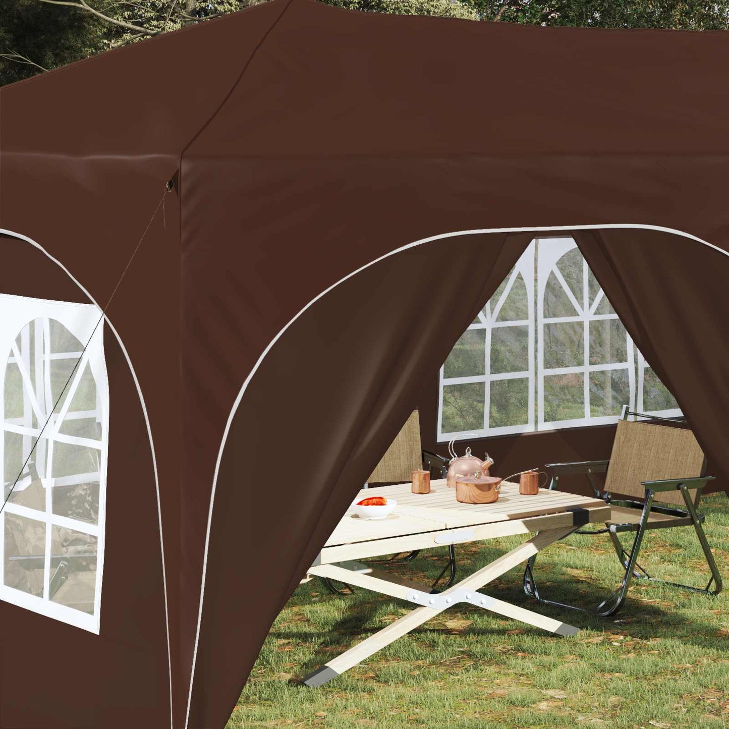 Pop-up Festtelt 575 x 288 x 245 cm Brun Oxford stof