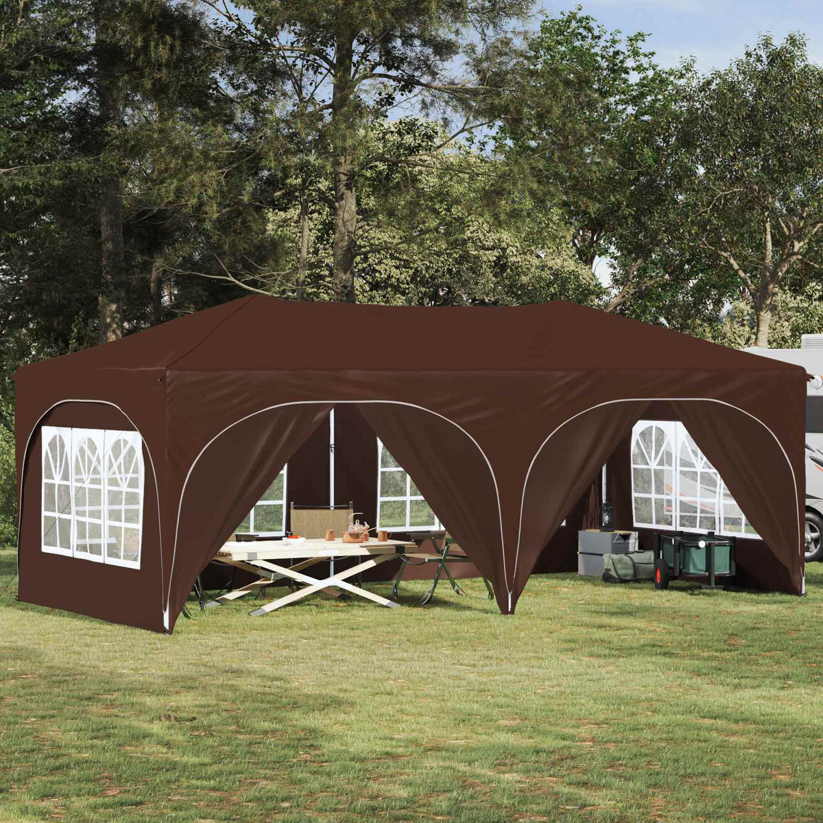 Pop-up Festtelt 575 x 288 x 245 cm Brun Oxford stof
