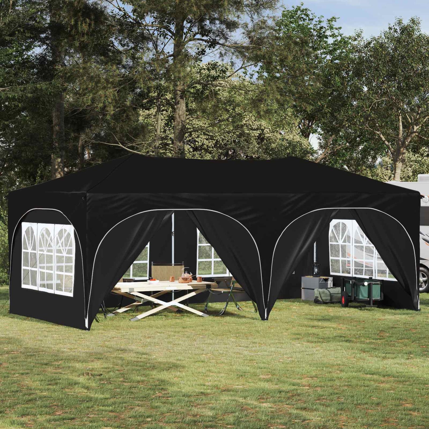 Pop-up Festtelt 575 x 288 x 245 cm Sort Oxford stof
