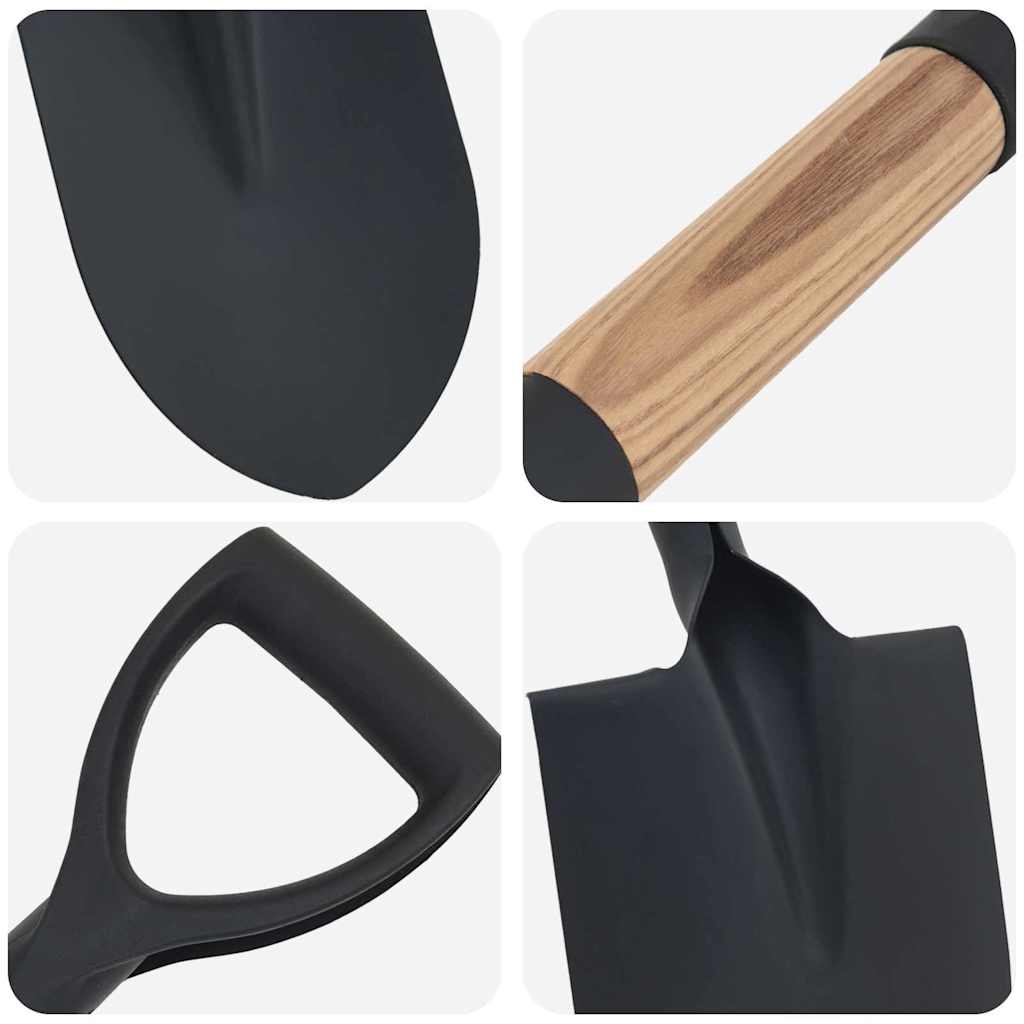 Skovl Sort 68,5 cm Powder Coated Stål og Solid Træ