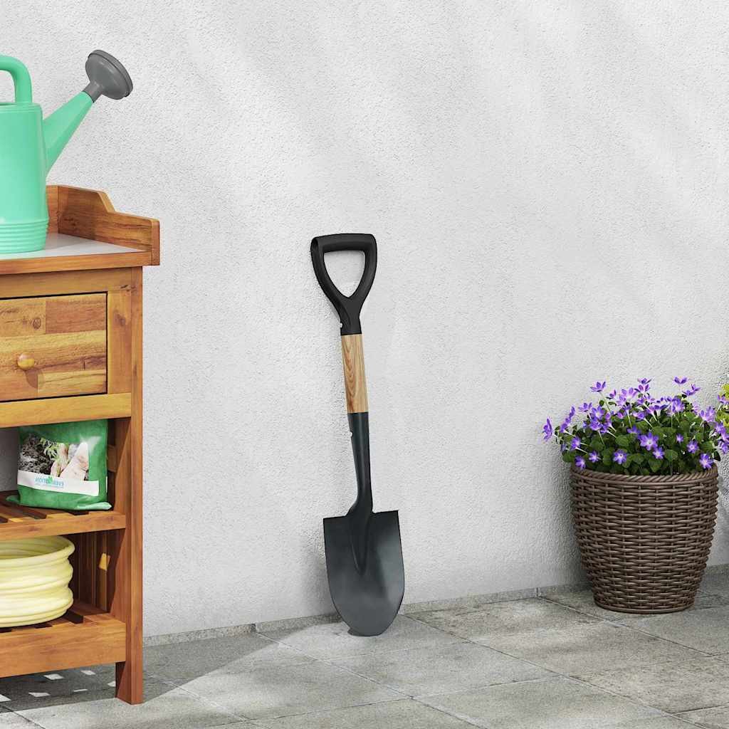 Skovl Sort 68,5 cm Powder Coated Stål og Solid Træ