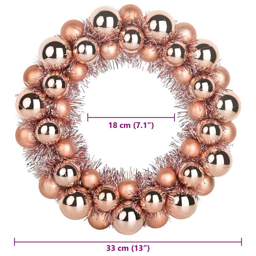 Jule Kugle Krans 2 stk. Rosenguld 33 x 33 x 7 cm Polystyren