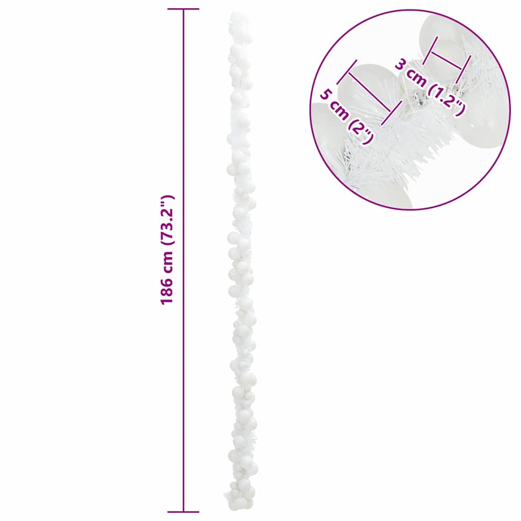 Jule Kugle Guirlande LED'er Hvid 186 cm Polystyren