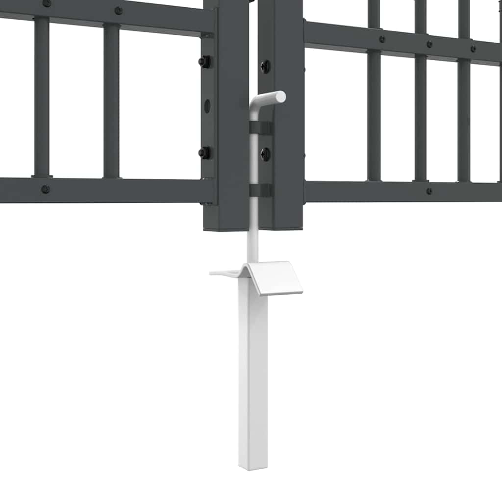 Hegn Port med Spydtop KAMPEN 305 x 75 cm Stål Grå Låses