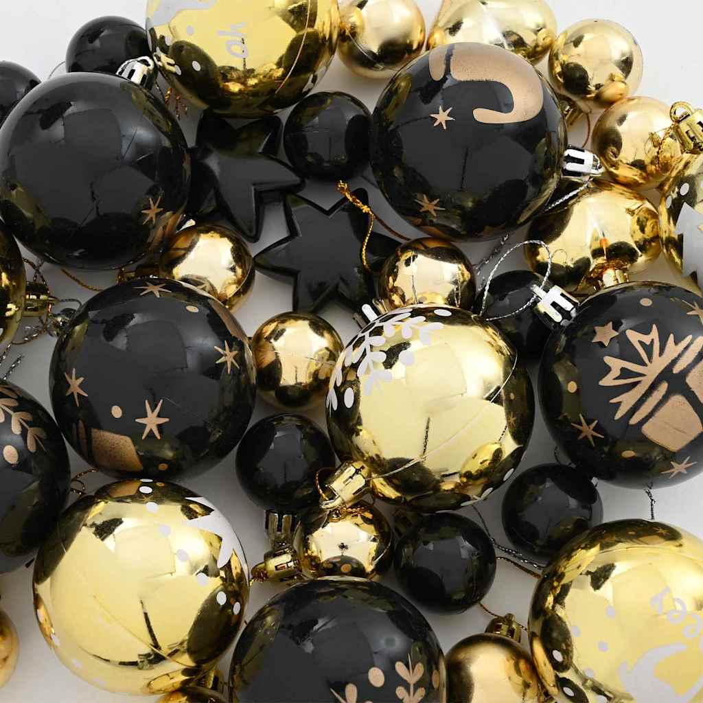 Jule Kuglesæt 40 stk. Sort og Guld Ø 6 cm Plastik