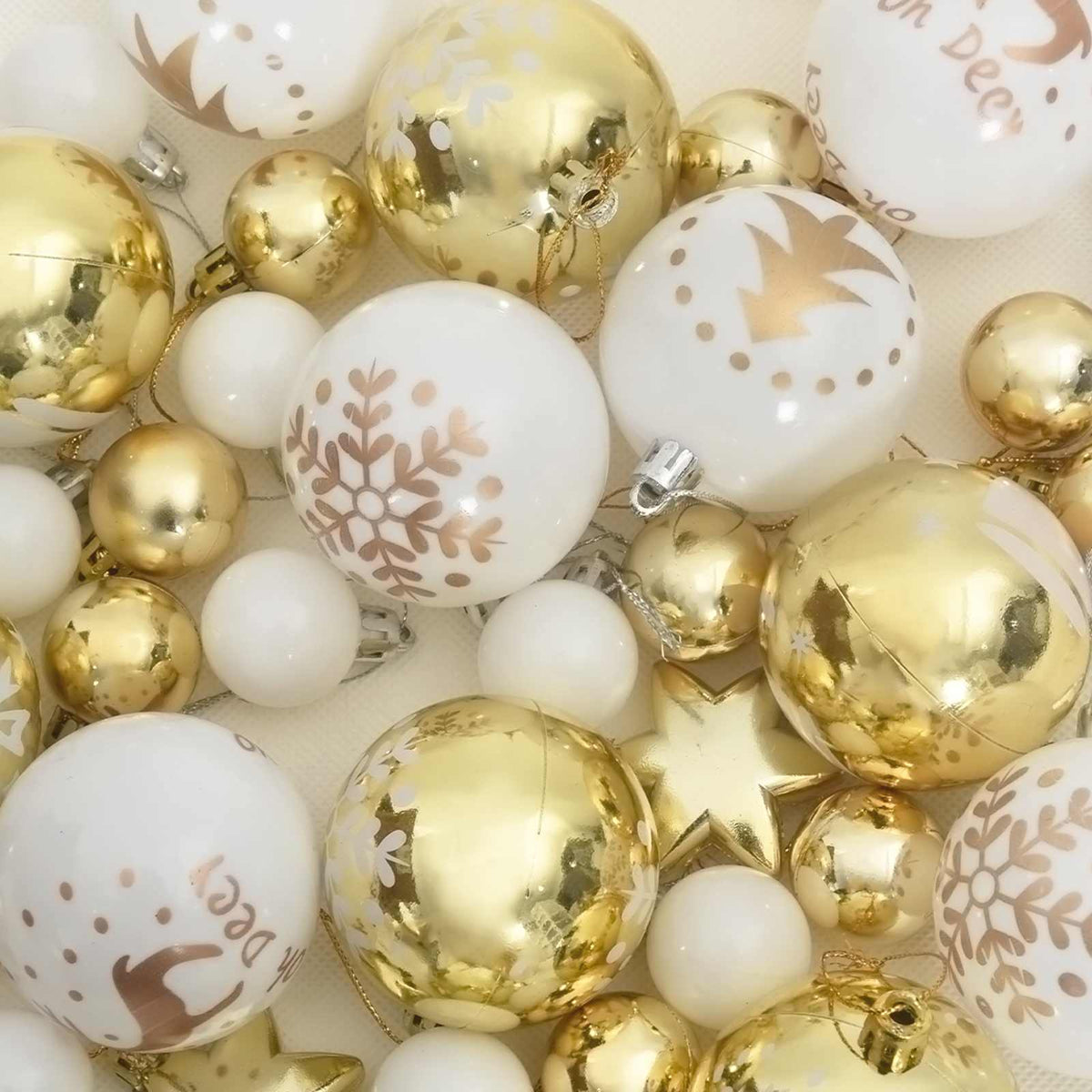 Jule Kuglesæt 40 stk. Hvid og guld Ø 6 cm Plastik