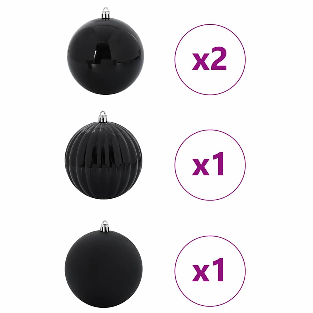 Julepynt Set XXL 4 stk. Sort Ø 20 cm Plastik