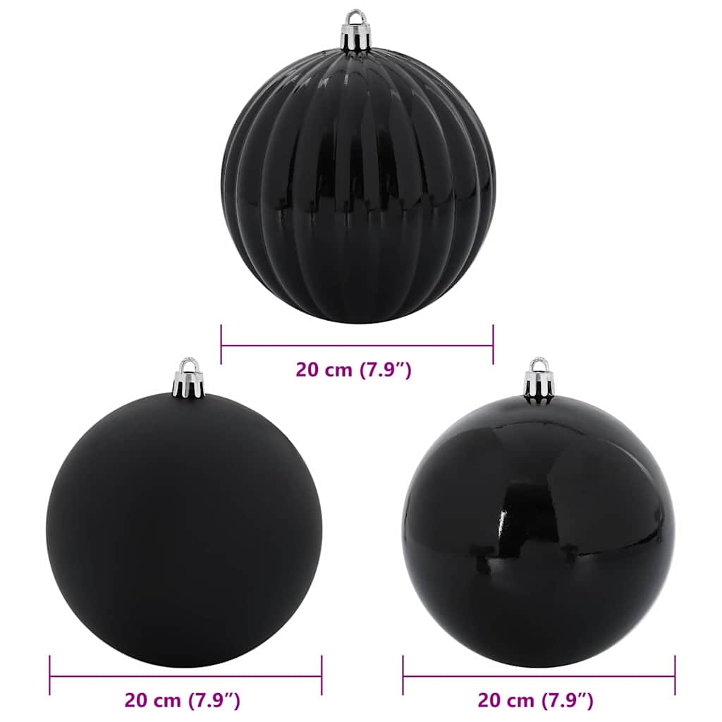 Julepynt Set XXL 4 stk. Sort Ø 20 cm Plastik
