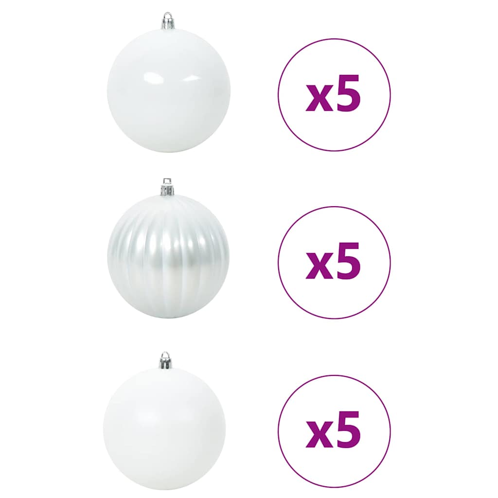 Juletræsbommelæt XL 15 stk. Hvid Ø 10 cm Plastik