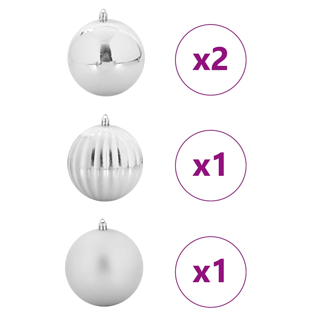Julepynt Set XXL 4 stk. Sølv Ø 20 cm Plastik
