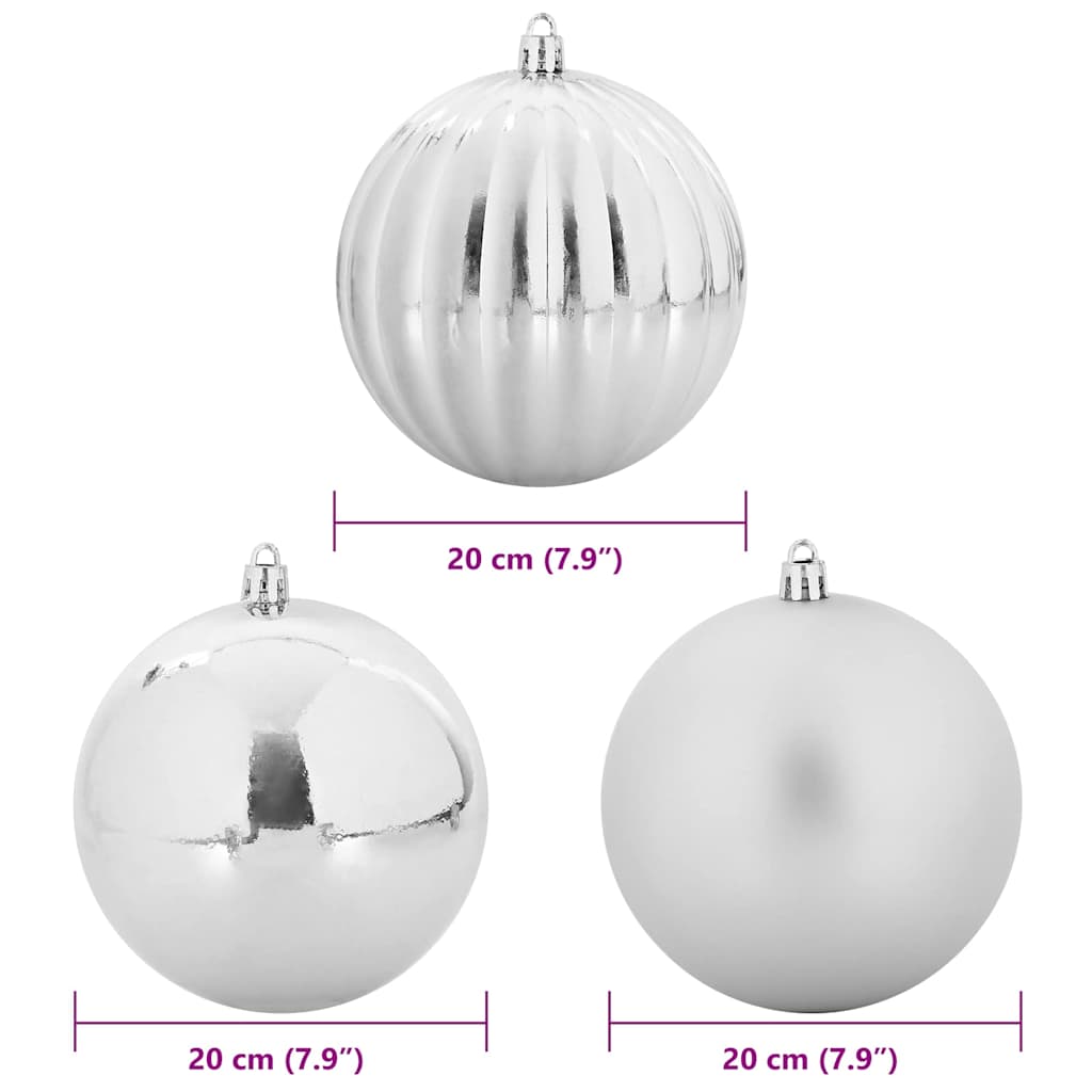Julepynt Set XXL 4 stk. Sølv Ø 20 cm Plastik