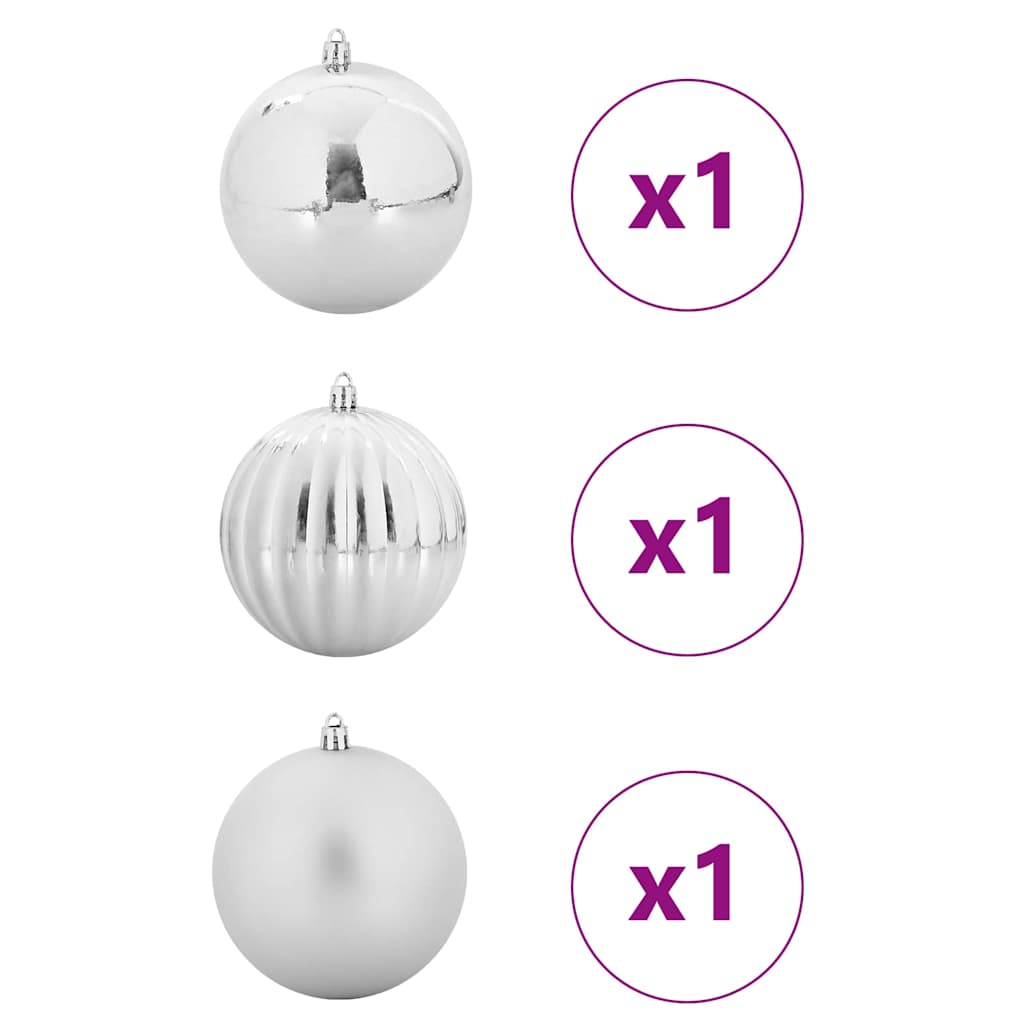 Julepynt Set XXL 3 stk. Sølv Ø 25 cm Plastik