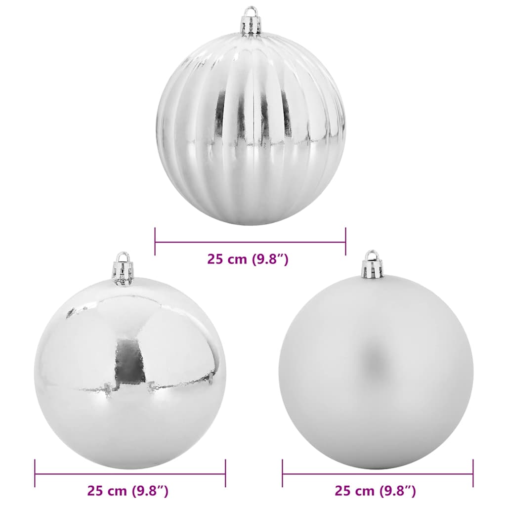 Julepynt Set XXL 3 stk. Sølv Ø 25 cm Plastik