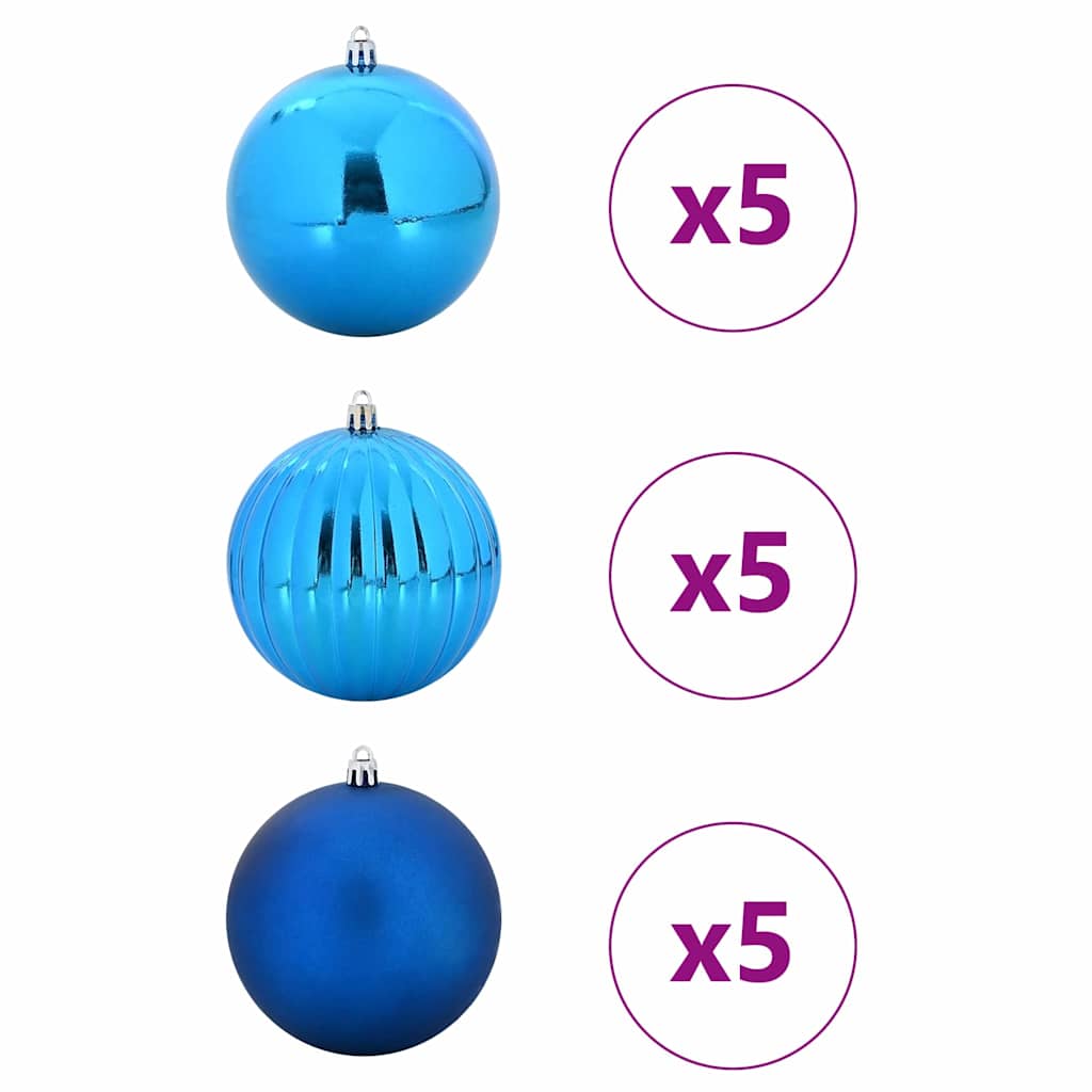 Juletræsbommelæt XL 15 stk. Blå Ø 10 cm Plastik