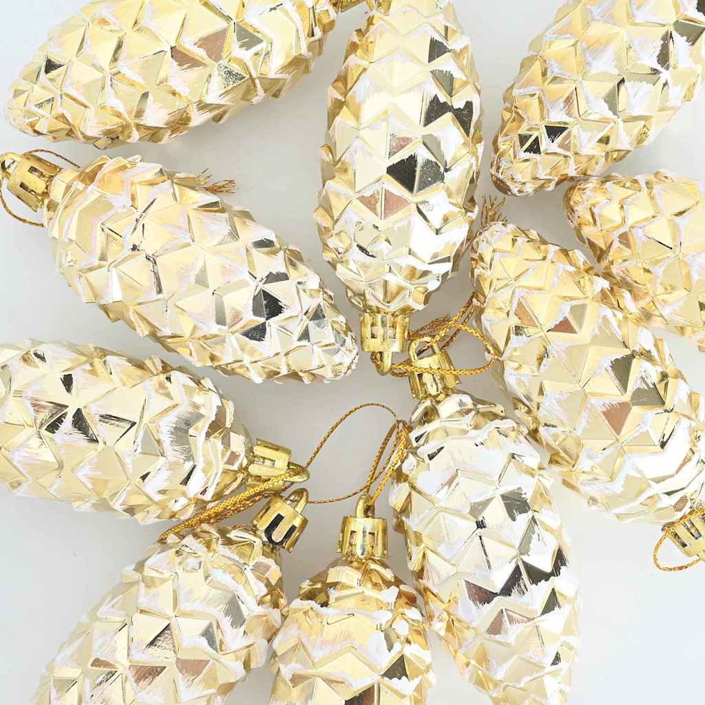 Julefyrrekoglebold 40 stk. Guld 4 x 9 cm Plastik