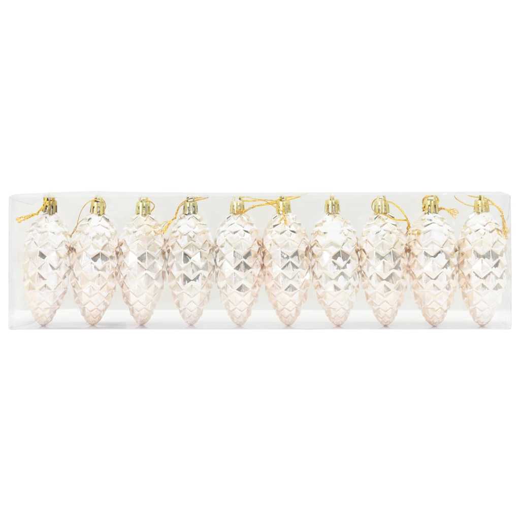 Julefyrrekoglebold 40 stk. champagnefarvet 4 x 9 cm Plastik