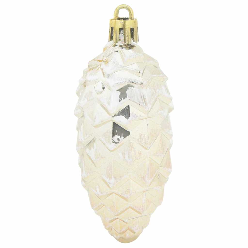 Julefyrrekoglebold 40 stk. champagnefarvet 4 x 9 cm Plastik