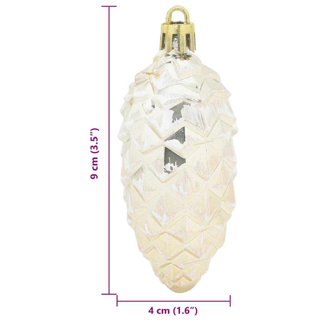 Julefyrrekoglebold 40 stk. champagnefarvet 4 x 9 cm Plastik