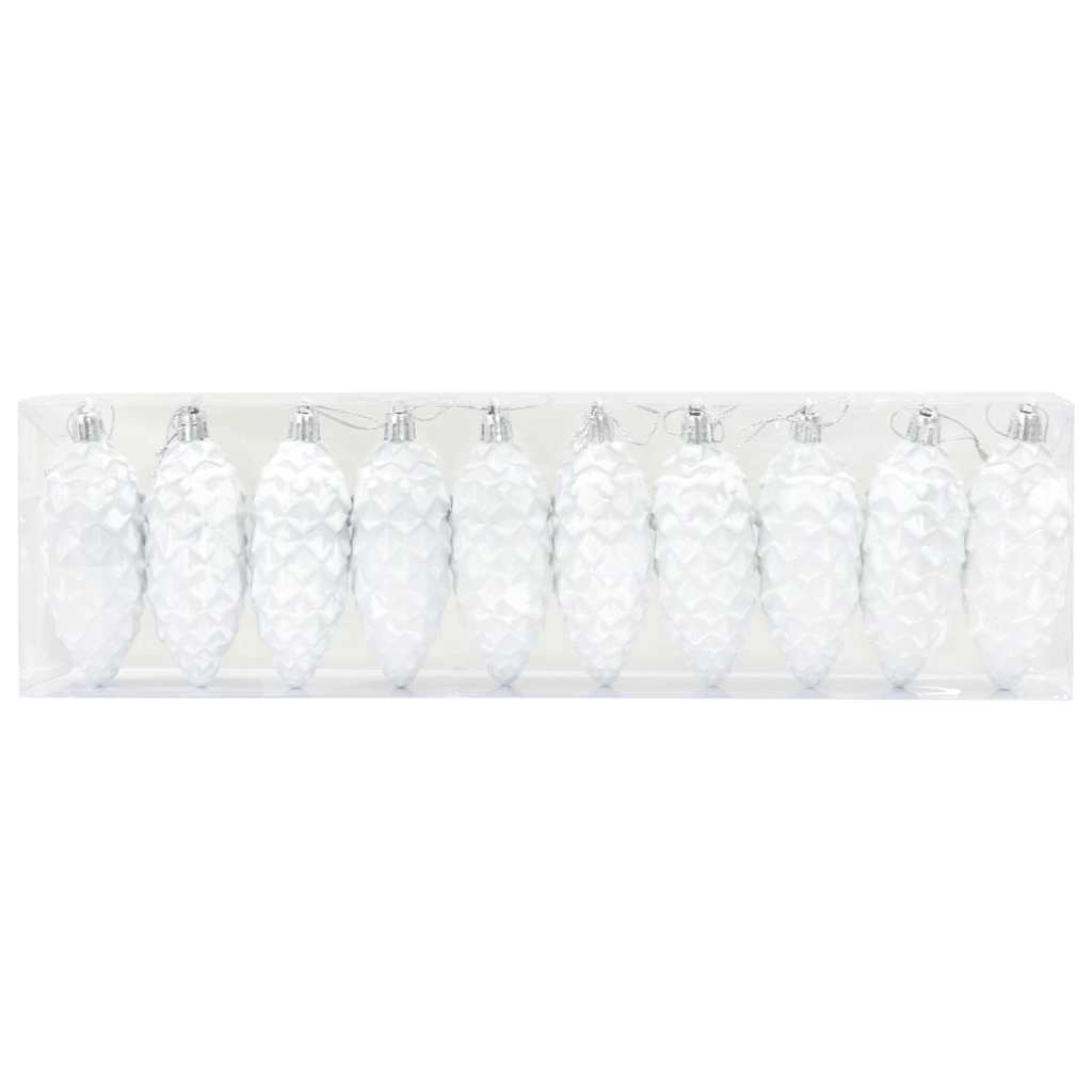 Julefyrrekoglebold 40 stk. Hvid 4 x 9 cm Plastik