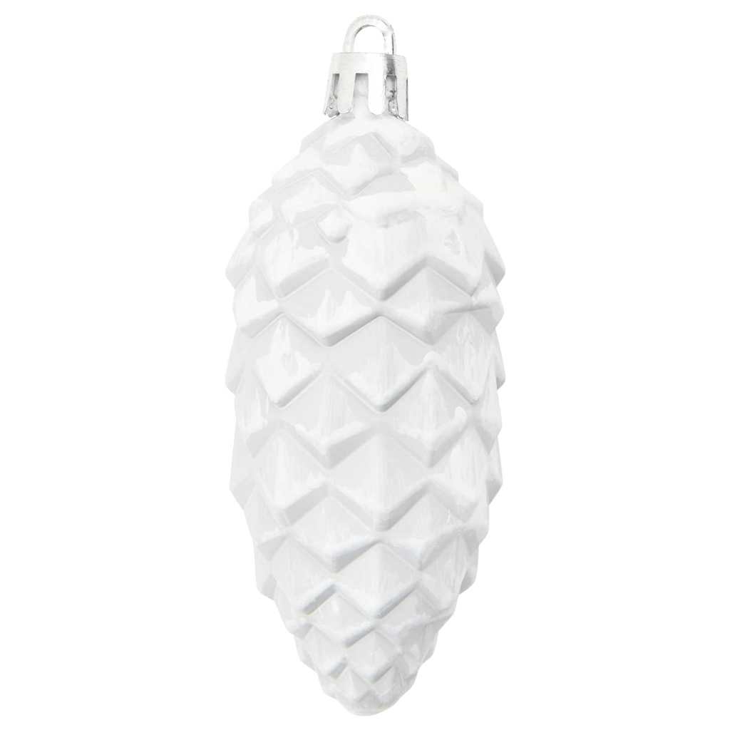 Julefyrrekoglebold 40 stk. Hvid 4 x 9 cm Plastik
