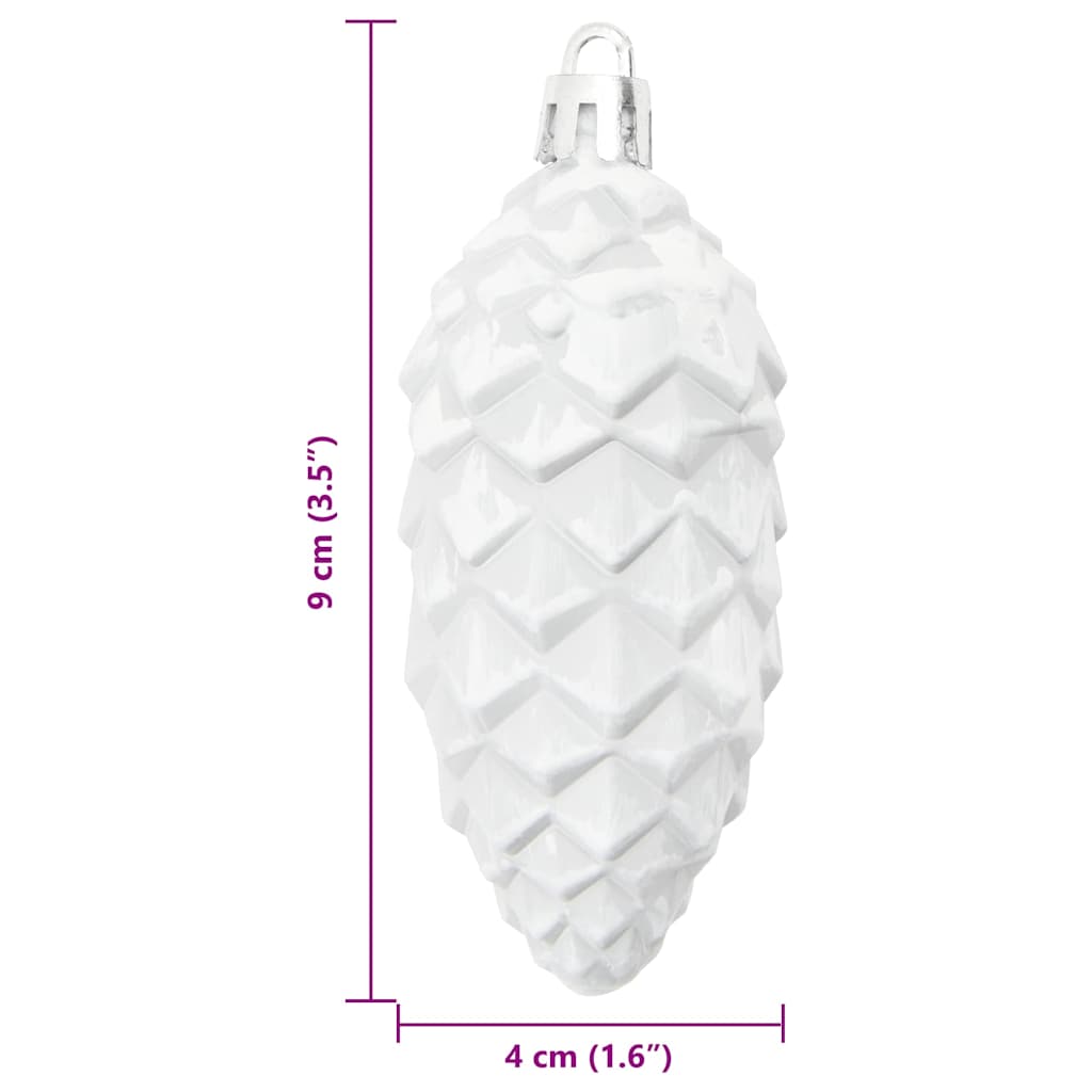 Julefyrrekoglebold 40 stk. Hvid 4 x 9 cm Plastik